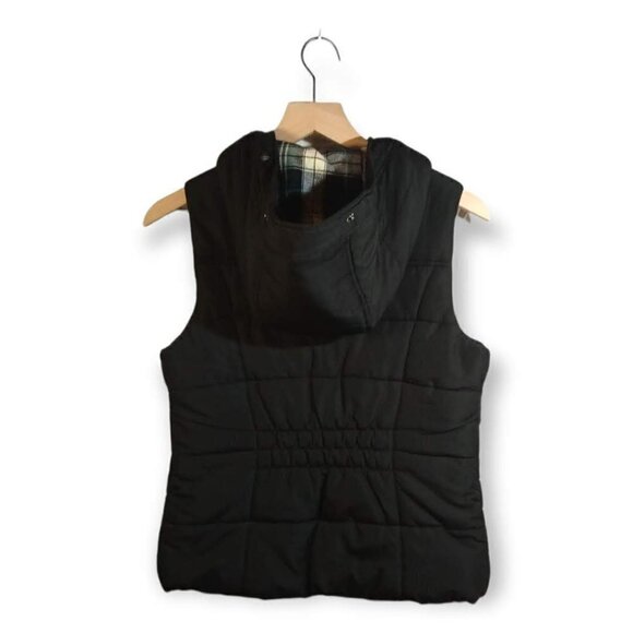 Love Tree Black Flannel Lined Hooded Puffer Vest Size Small - Picture 4 of 4
